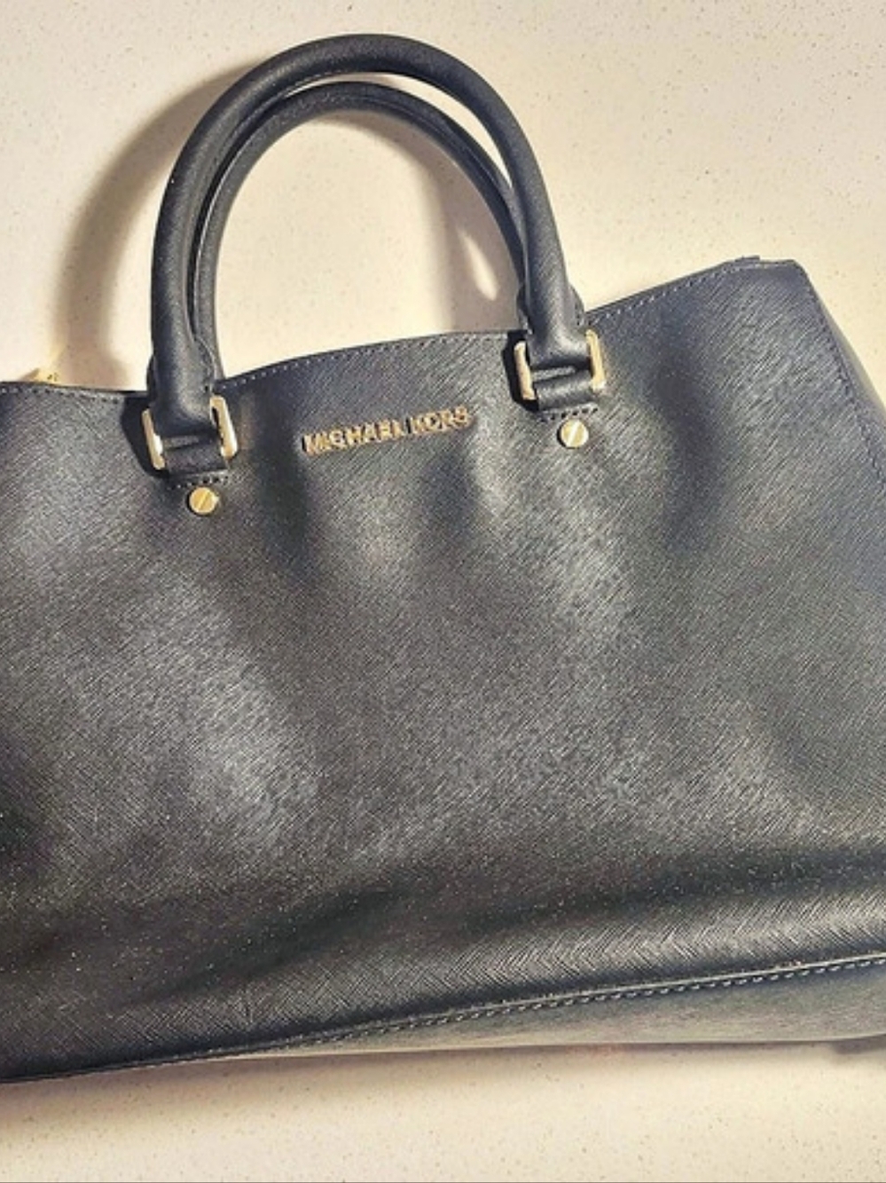 Michael Kors Jet Set Travel Saffiano Leather Tote Black Satchel
